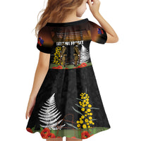 New Zealand and Australia ANZAC Day Family Matching Short Sleeve Bodycon Dress and Hawaiian Shirt Soldier and Last Post Camouflage Pattern LT03 - Polynesian Pride