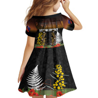 New Zealand and Australia ANZAC Day Kid Short Sleeve Dress Soldier and Last Post Camouflage Pattern LT03 - Polynesian Pride