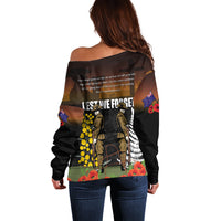 New Zealand and Australia ANZAC Day Off Shoulder Sweater Soldier and Last Post Camouflage Pattern LT03 - Polynesian Pride