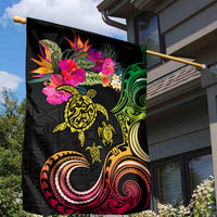 Hawaii Turtle Day Garden Flag Polynesian Tattoo and Hibiscus Flowers LT03 - Polynesian Pride