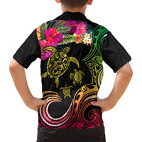 Hawaii Turtle Day Hawaiian Shirt Polynesian Tattoo and Hibiscus Flowers LT03 - Polynesian Pride