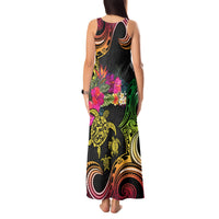 Hawaii Turtle Day Tank Maxi Dress Polynesian Tattoo and Hibiscus Flowers LT03 - Polynesian Pride