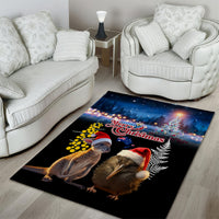 New Zealand and Australia Merry Christmas Area Rug Kiwi Bird and Kangaroo Xmas Vibe