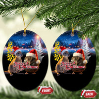 New Zealand and Australia Merry Christmas Ceramic Ornament Kiwi Bird and Kangaroo Xmas Vibe