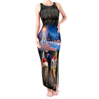 New Zealand and Australia Merry Christmas Tank Maxi Dress Kiwi Bird and Kangaroo Xmas Vibe LT03 Women Black - Polynesian Pride