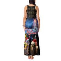 New Zealand and Australia Merry Christmas Tank Maxi Dress Kiwi Bird and Kangaroo Xmas Vibe LT03 - Polynesian Pride