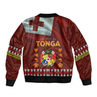 Tonga Independence Day Bomber Jacket National Flag and Emblem with Ngatu Art Pattern