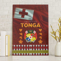 Tonga Independence Day Canvas Wall Art National Flag and Emblem with Ngatu Art Pattern