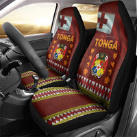 Tonga Independence Day Car Seat Cover National Flag and Emblem with Ngatu Art Pattern