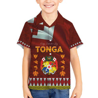Tonga Independence Day Hawaiian Shirt National Flag and Emblem with Ngatu Art Pattern