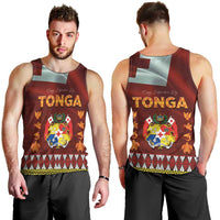 Tonga Independence Day Men Tank Top National Flag and Emblem with Ngatu Art Pattern