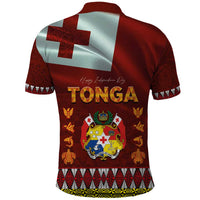 Tonga Independence Day Polo Shirt National Flag and Emblem with Ngatu Art Pattern