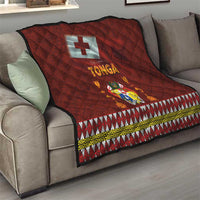 Tonga Independence Day Quilt National Flag and Emblem with Ngatu Art Pattern