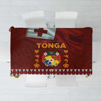 Tonga Independence Day Tablecloth National Flag and Emblem with Ngatu Art Pattern