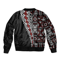 Tonga Ngatu Art Tattoo Polynesian Sleeve Zip Bomber Jacket