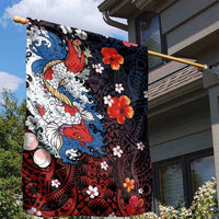 Hawaiian and Japanese Together Garden Flag Hibiscus and Koi Fish Polynesian Pattern Colorful Style LT03 - Polynesian Pride