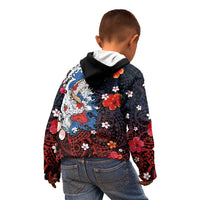 Hawaiian and Japanese Together Kid Hoodie Hibiscus and Koi Fish Polynesian Pattern Colorful Style LT03 - Polynesian Pride