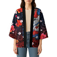 Hawaiian and Japanese Together Kimono Hibiscus and Koi Fish Polynesian Pattern Colorful Style - Polynesian Pride