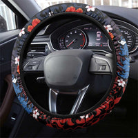 Hawaiian and Japanese Together Steering Wheel Cover Hibiscus and Koi Fish Polynesian Pattern Colorful Style