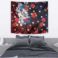 Hawaiian and Japanese Together Tapestry Hibiscus and Koi Fish Polynesian Pattern Colorful Style LT03 - Polynesian Pride