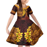 Hawaii Volcano Family Matching Mermaid Dress and Hawaiian Shirt Polynesian and Kakau Pattern