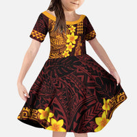 Hawaii Volcano Kid Short Sleeve Dress Polynesian and Kakau Pattern LT03 KID Red - Polynesian Pride