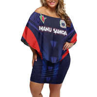 Custom Rugby Samoa Family Matching Off Shoulder Short Dress and Hawaiian Shirt Siva Tau Spirit Sporty Vibes - Polynesian Pride