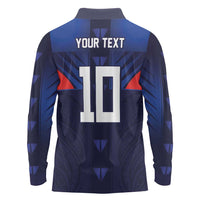 Custom Rugby Samoa Long Sleeve Polo Shirt Siva Tau Spirit Sporty Vibes - Polynesian Pride