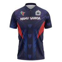 Custom Rugby Samoa Zipper Polo Shirt Siva Tau Spirit Sporty Vibes - Polynesian Pride