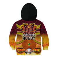 PNG Port Moresby Vipers Rugby Kid Hoodie Fire Vipers Mix PNG Bird Polynesian Tattoo LT03 - Polynesian Pride