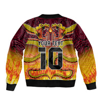 Custom PNG Port Moresby Vipers Rugby Bomber Jacket Fire Vipers Mix PNG Bird Polynesian Tattoo LT03 - Polynesian Pride