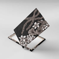 Hawaiian Tropical Flowers and Maile Pikake Canvas Wall Art Polynesian Tribal Pattern Grayscale Mode