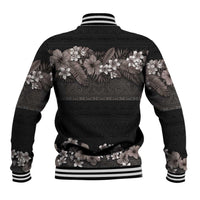Hawaiian Tropical Flowers and Tribal Polynesian Tattoo Baseball Jacket Grayscale Mode LT03 - Polynesian Pride
