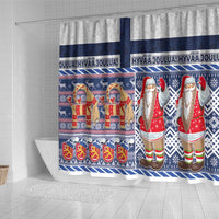 Yule Goat Joulupukki Finnish Christmas Shower Curtain Scandinavian Pattern