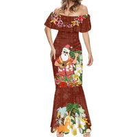 Hawaii Honu Mele Kalikimaka Mermaid Dress Santa Tropical Flower Aloha Summer Red Version LT03 - Polynesian Pride