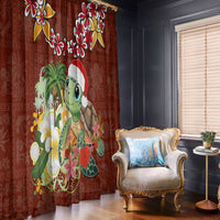 Hawaii Honu Mele Kalikimaka Window Curtain Santa Tropical Flower Aloha Summer Red Version LT03 - Polynesian Pride