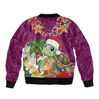 Hawaii Honu Mele Kalikimaka Bomber Jacket Santa Tropical Flower Aloha Summer Pink Version LT03 - Polynesian Pride