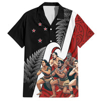 New Zealand Te Matatini Family Matching Summer Maxi Dress and Hawaiian Shirt Kapa Haka and Silver Fern - Maori Art Pattern