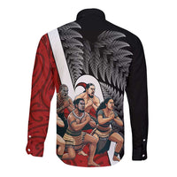 New Zealand Te Matatini Long Sleeve Button Shirt Kapa Haka and Silver Fern - Maori Art Pattern