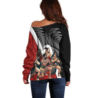 New Zealand Te Matatini Off Shoulder Sweater Kapa Haka and Silver Fern - Maori Art Pattern