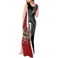 New Zealand Te Matatini Tank Maxi Dress Kapa Haka and Silver Fern - Maori Art Pattern