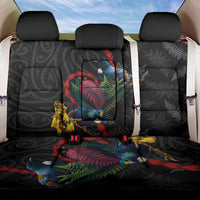 New Zealand Tui Birds Love Couple Back Car Seat Cover The Heart of Silver Fern Leaves and Maori Tattoo Pattern