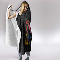 New Zealand Tui Birds Love Couple Hooded Blanket The Heart of Silver Fern Leaves and Maori Tattoo Pattern LT03 - Polynesian Pride