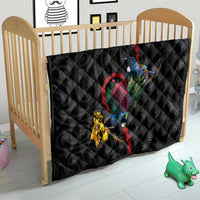 New Zealand Tui Birds Love Couple Quilt The Heart of Silver Fern Leaves and Maori Tattoo Pattern