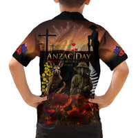 New Zealand and Australia ANZAC Day Family Matching Off Shoulder Maxi Dress and Hawaiian Shirt Kiwi Bird and Kangaroo Soldier LT03 - Polynesian Pride
