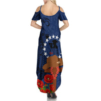 Cook Island ANZAC Day Summer Maxi Dress Soldier Paying Respect We Shall Remember Them LT03 - Polynesian Pride