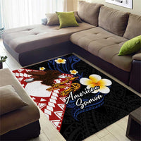 American Samoa Flag Day Area Rug Polynesian Tatau Art and Plumeria