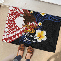 American Samoa Flag Day Rubber Doormat Polynesian Tatau Art and Plumeria