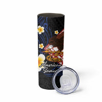 American Samoa Flag Day Skinny Tumbler Polynesian Tatau Art and Plumeria
