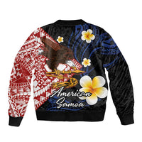 American Samoa Flag Day Sleeve Zip Bomber Jacket Polynesian Tatau Art and Plumeria
